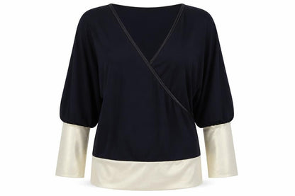 Vicky Martin Womens Black Nylon Basic Blouse One Size V-Neck