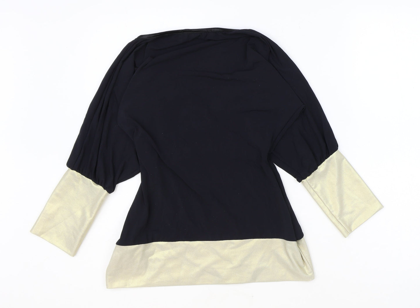 Vicky Martin Womens Black Nylon Basic Blouse One Size V-Neck
