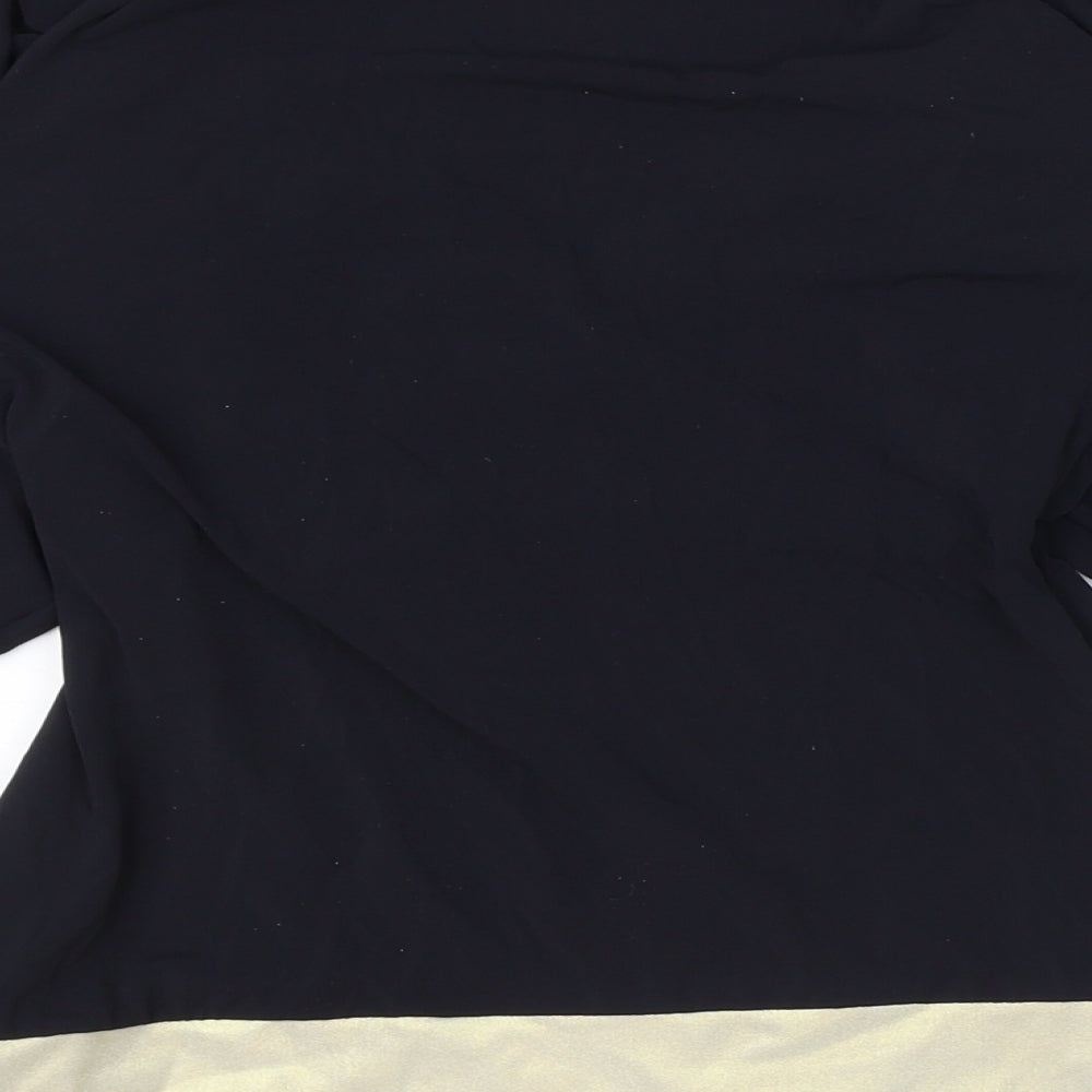 Vicky Martin Womens Black Nylon Basic Blouse One Size V-Neck