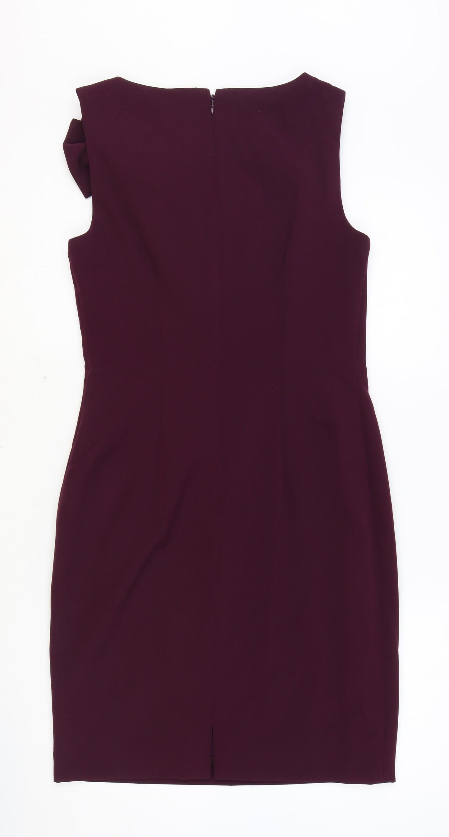 Eliza J Womens Purple Polyester A-Line Size 8 Round Neck Zip
