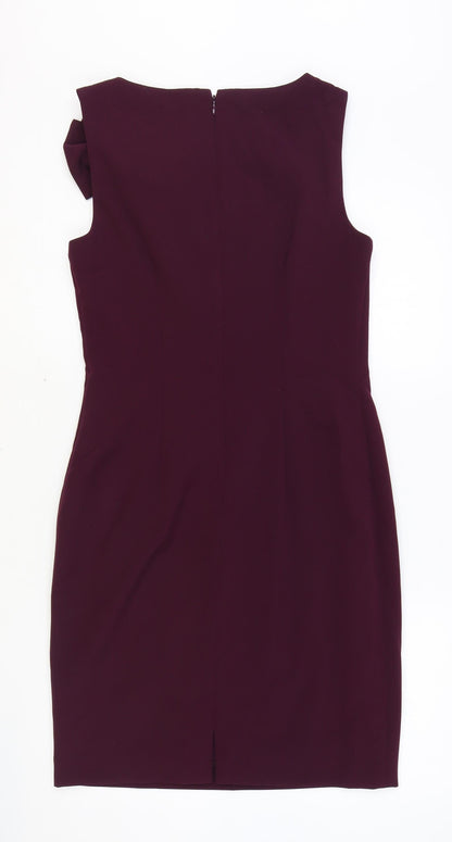 Eliza J Womens Purple Polyester A-Line Size 8 Round Neck Zip