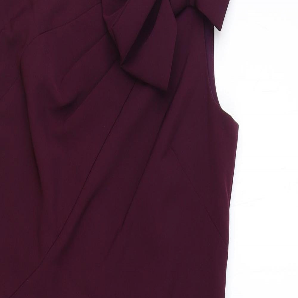 Eliza J Womens Purple Polyester A-Line Size 8 Round Neck Zip