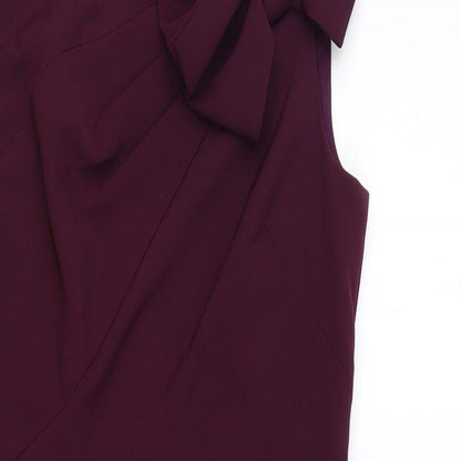 Eliza J Womens Purple Polyester A-Line Size 8 Round Neck Zip