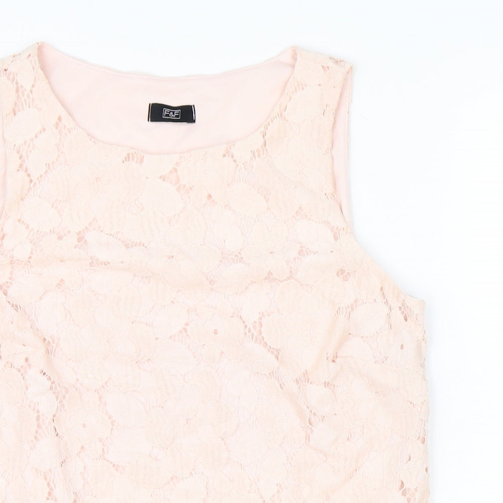 Womens UK Size 12 F&F Pink Basic Tank