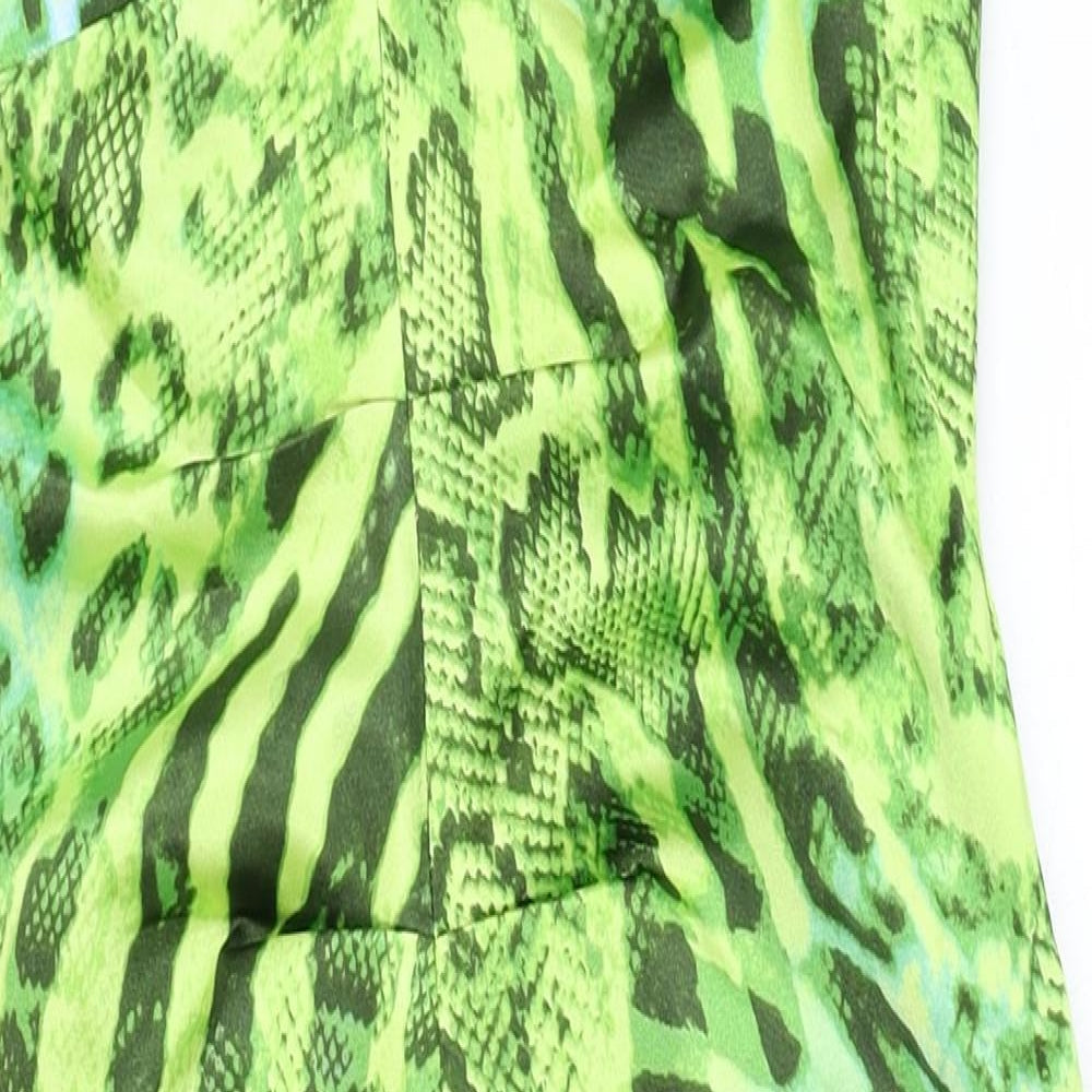 Jump Apparel Womens Green Animal Print Polyester Bodycon Size 6 Sweetheart Zip - Snakeskin Pattern