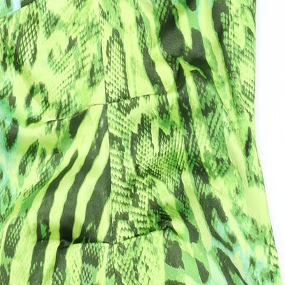 Jump Apparel Womens Green Animal Print Polyester Bodycon Size 6 Sweetheart Zip - Snakeskin Pattern