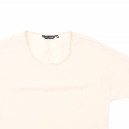 New Look Womens Pink Polyester Basic T-Shirt Size 8 Round Neck