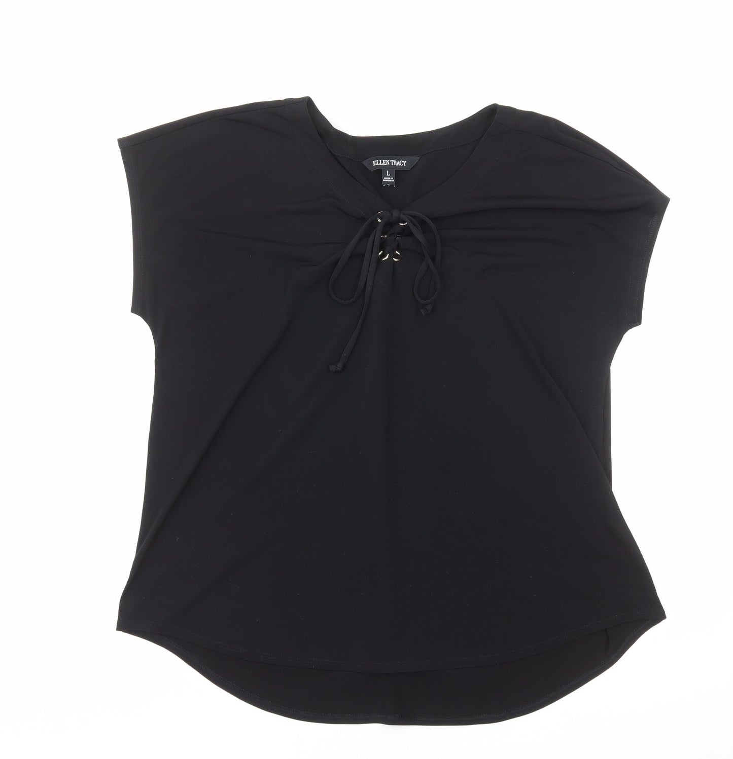 Womens UK Size L Ellen Tracy Black Basic Blouse