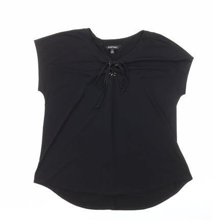 Womens UK Size L Ellen Tracy Black Basic Blouse