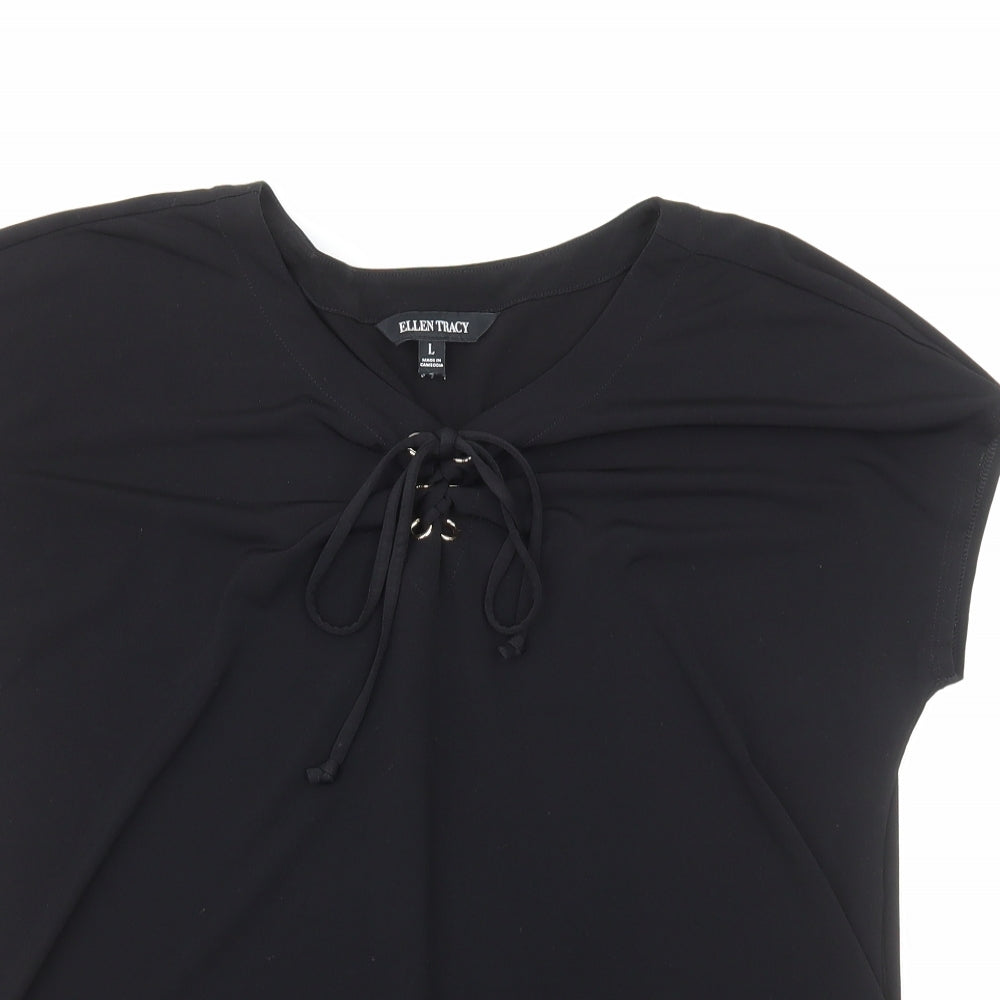 Womens UK Size L Ellen Tracy Black Basic Blouse