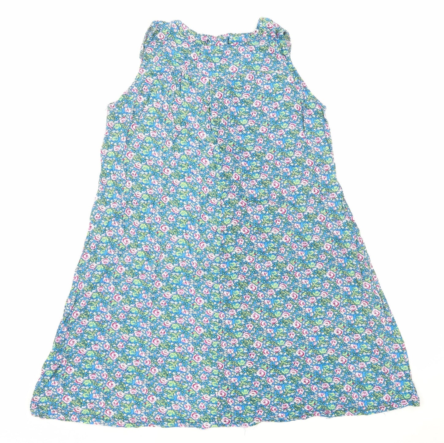 Mey Lon Mey Womens Blue Geometric Viscose Tank Dress Size M Round Neck Pullover
