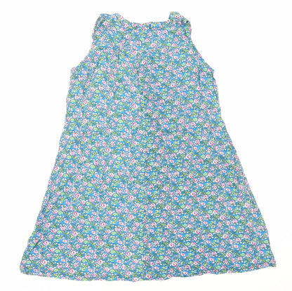 Mey Lon Mey Womens Blue Geometric Viscose Tank Dress Size M Round Neck Pullover