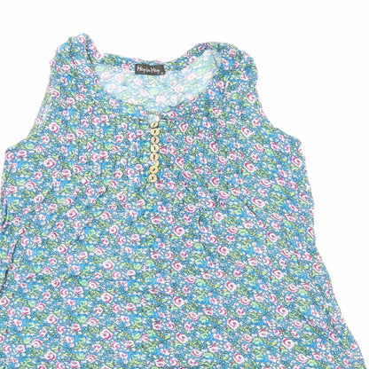 Mey Lon Mey Womens Blue Geometric Viscose Tank Dress Size M Round Neck Pullover