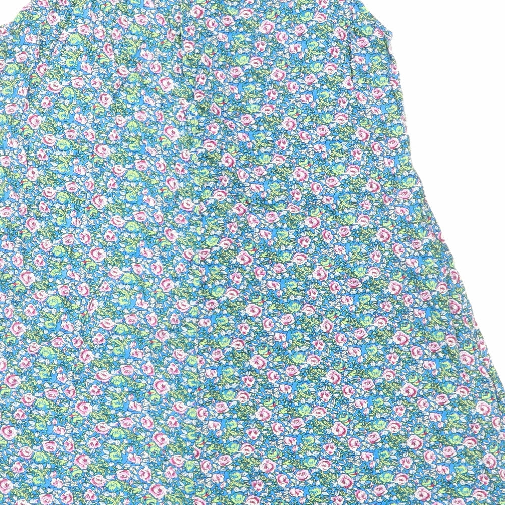 Mey Lon Mey Womens Blue Geometric Viscose Tank Dress Size M Round Neck Pullover