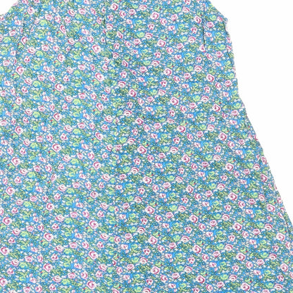 Mey Lon Mey Womens Blue Geometric Viscose Tank Dress Size M Round Neck Pullover