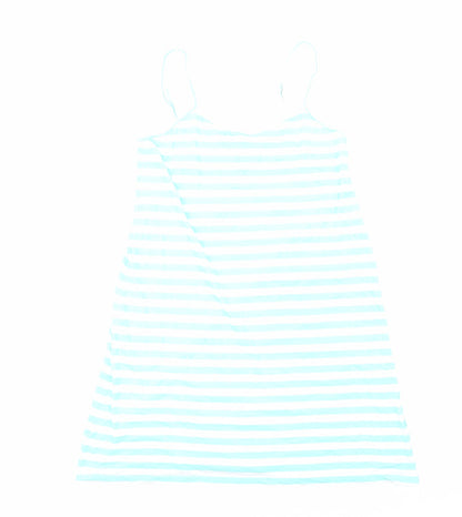 Follow That Dream Womens Blue Striped Viscose Tank Dress Size 12 V-Neck Pullover