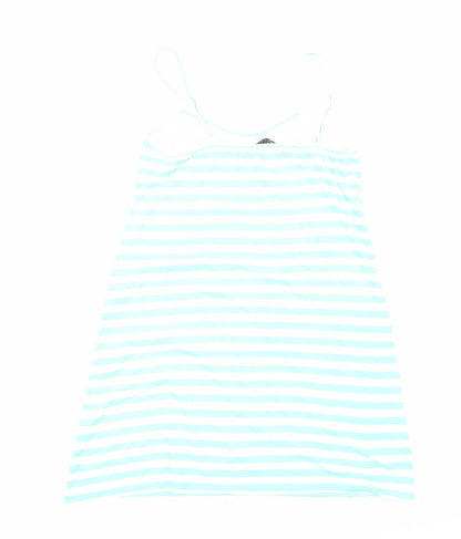 Follow That Dream Womens Blue Striped Viscose Tank Dress Size 12 V-Neck Pullover