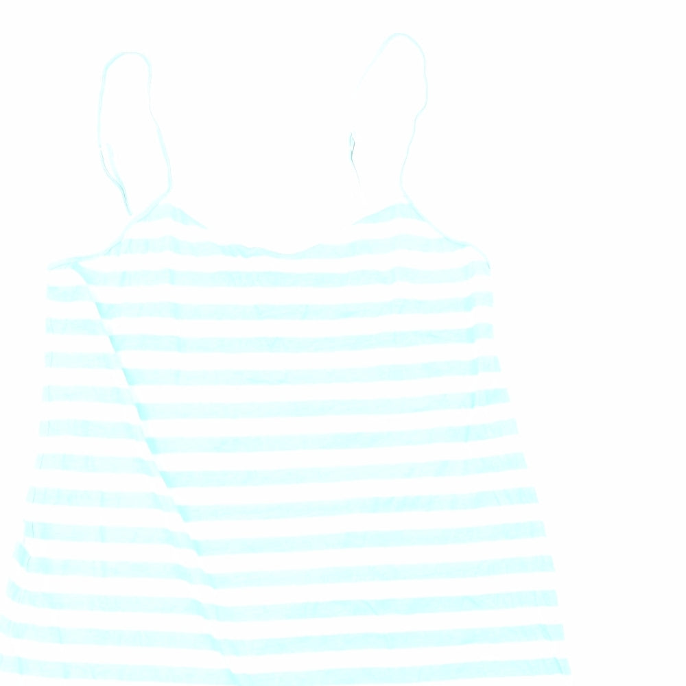 Follow That Dream Womens Blue Striped Viscose Tank Dress Size 12 V-Neck Pullover
