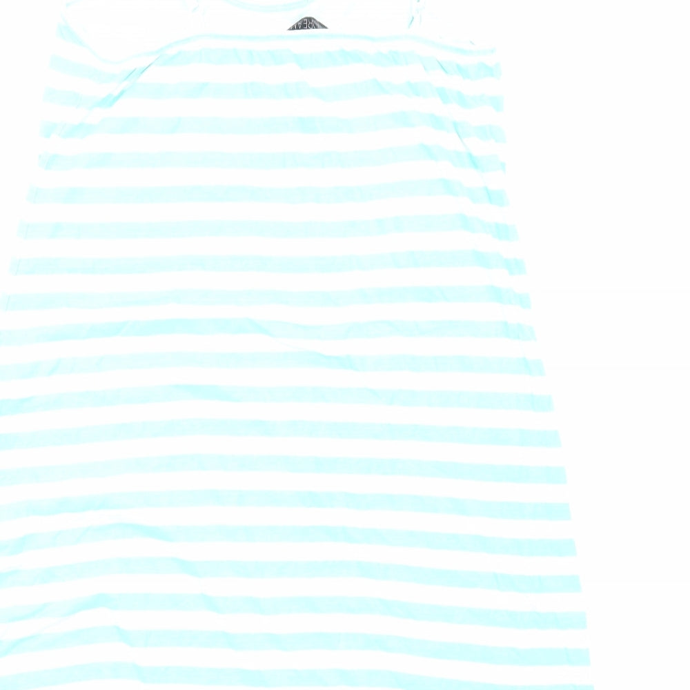 Follow That Dream Womens Blue Striped Viscose Tank Dress Size 12 V-Neck Pullover