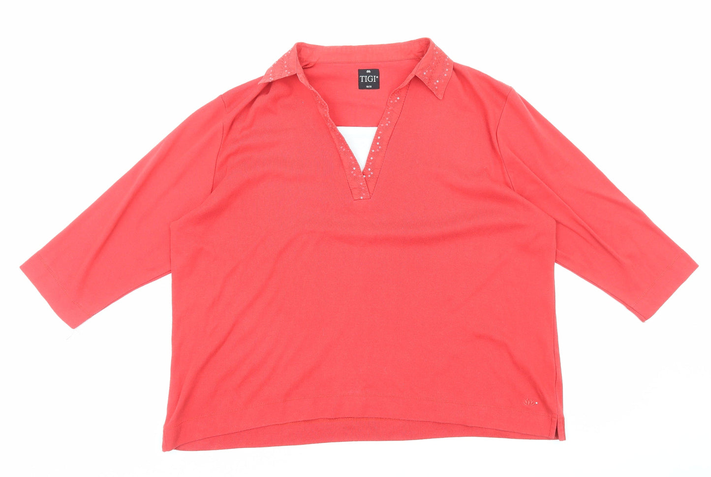 Womens UK Size 18 TIGI Red Basic T-Shirt