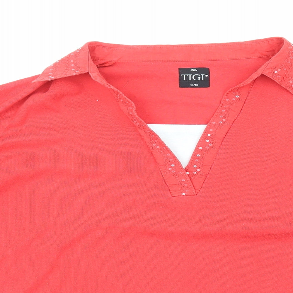 Womens UK Size 18 TIGI Red Basic T-Shirt