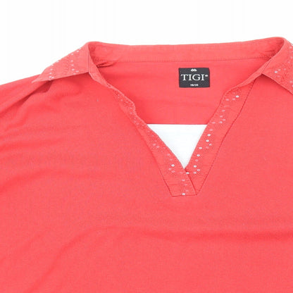 Womens UK Size 18 TIGI Red Basic T-Shirt