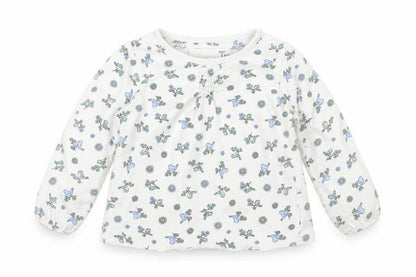 TU Girls White Floral Cotton Basic T-Shirt Size 6-9 Months Round Neck Pullover