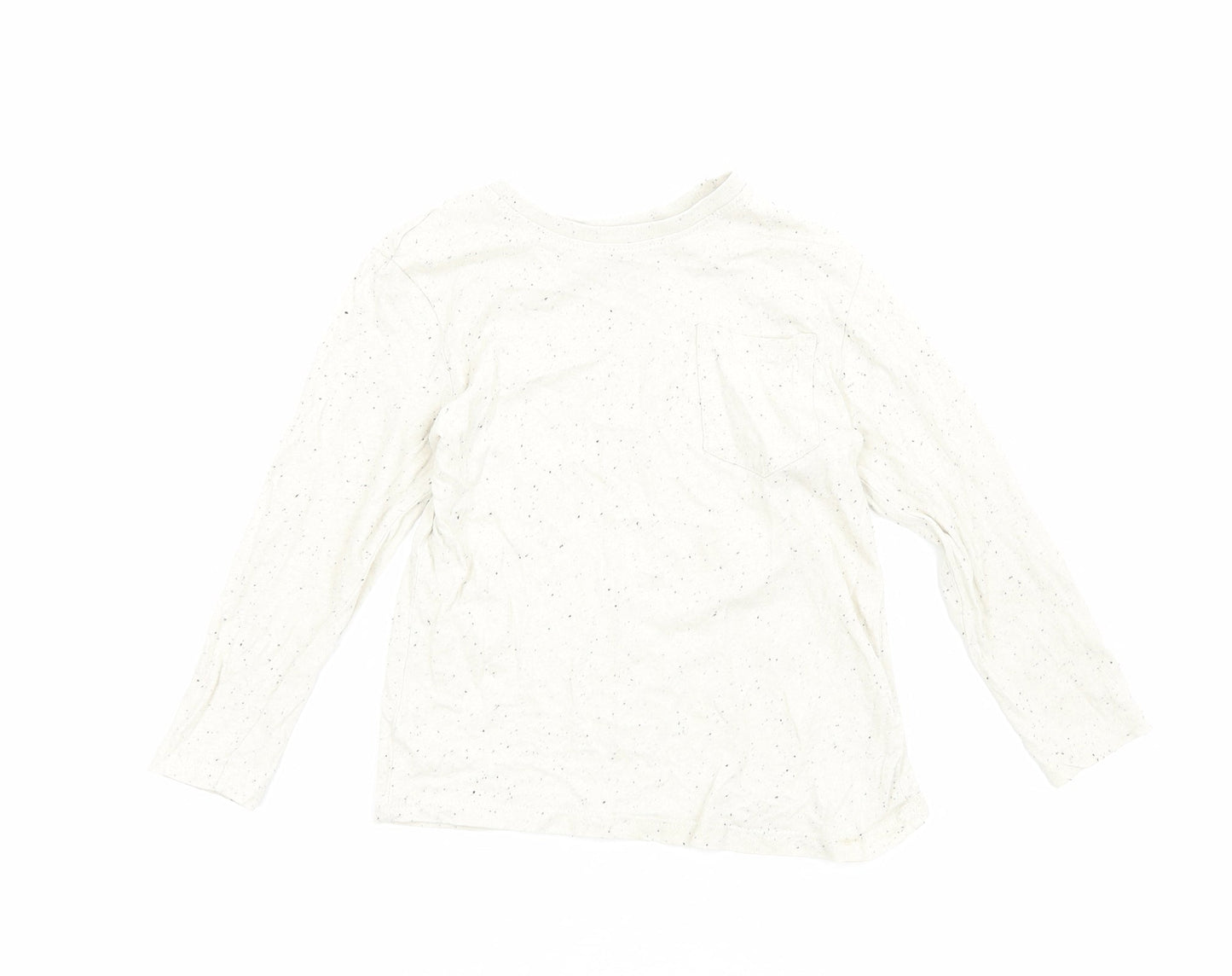Primark Boys Ivory Cotton Basic T-Shirt Size 4-5 Years Round Neck Pullover