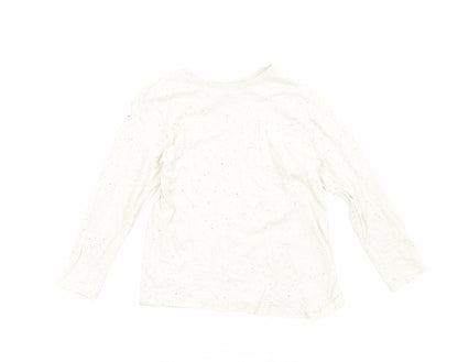 Primark Boys Ivory Cotton Basic T-Shirt Size 4-5 Years Round Neck Pullover