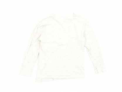 Primark Boys Ivory Cotton Basic T-Shirt Size 4-5 Years Round Neck Pullover