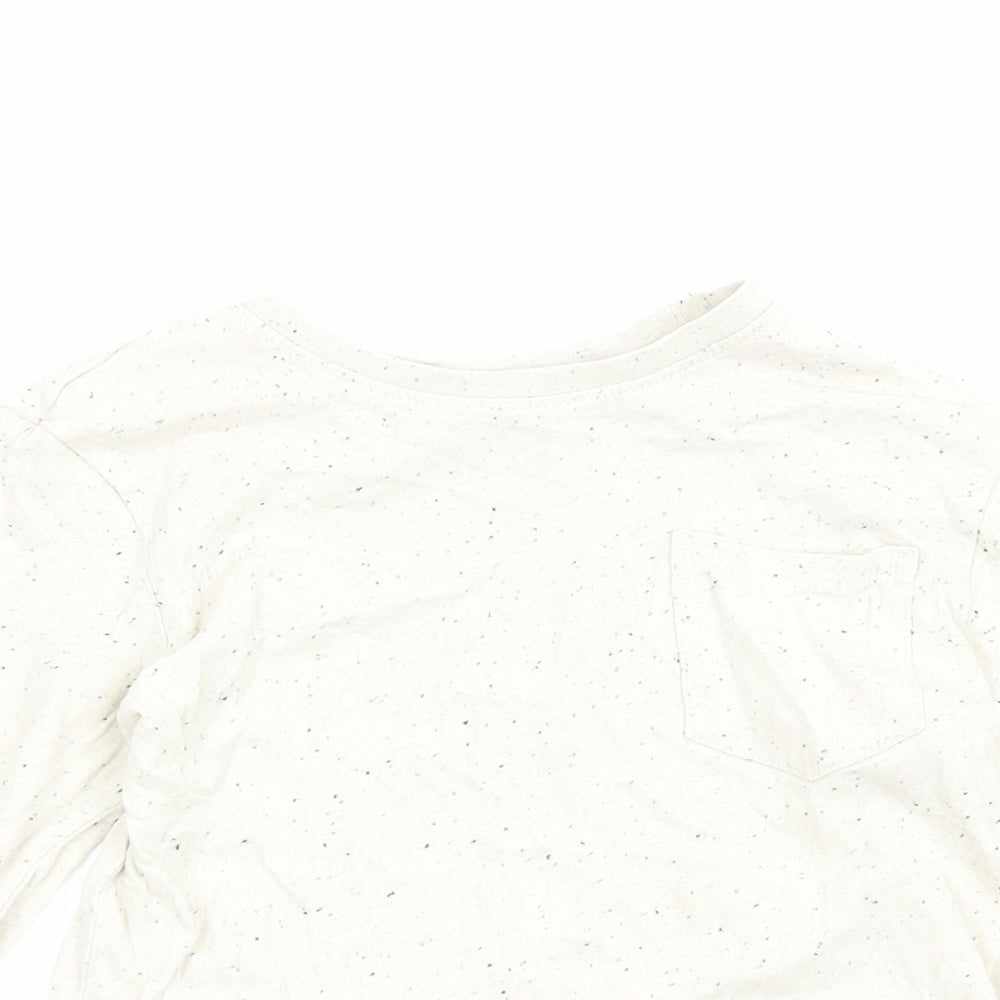 Primark Boys Ivory Cotton Basic T-Shirt Size 4-5 Years Round Neck Pullover