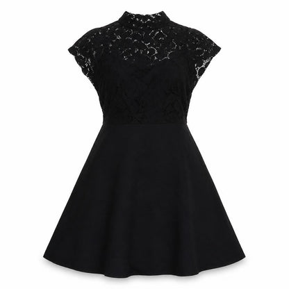 Dorothy Perkins Womens Black Polyester A-Line Size 10 Round Neck Pullover - Lace Detail