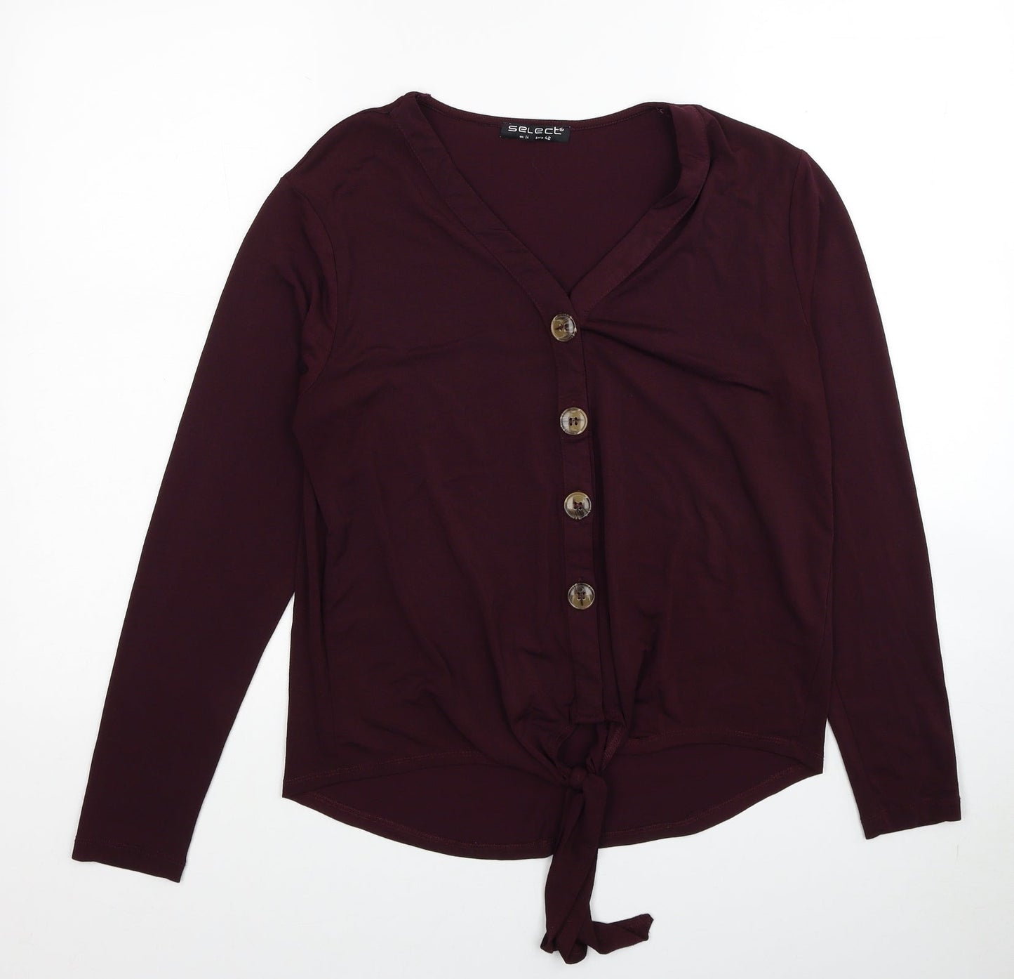 Womens UK Size 12 Select Red Basic Button-Up
