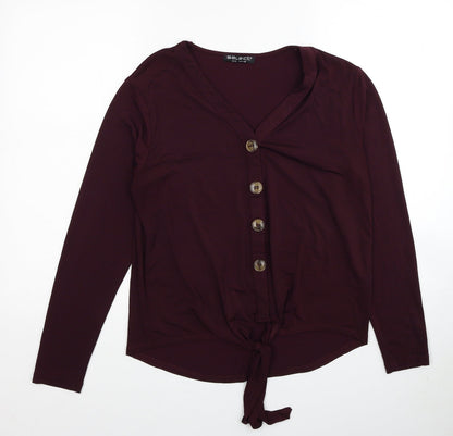 Womens UK Size 12 Select Red Basic Button-Up