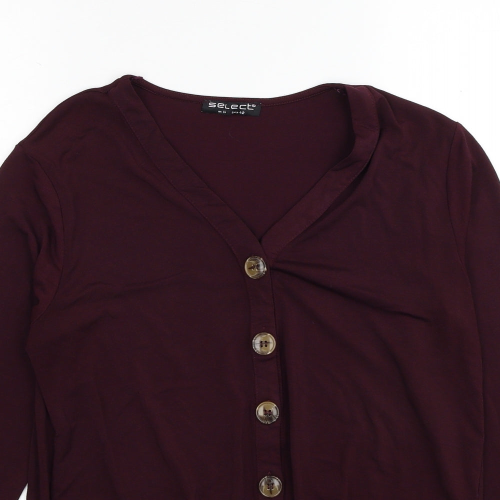 Womens UK Size 12 Select Red Basic Button-Up