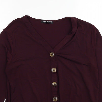 Womens UK Size 12 Select Red Basic Button-Up