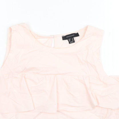 Atmosphere Womens Pink Cotton Cropped Blouse Size 12 Round Neck