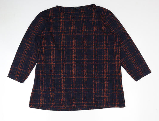 EWM Womens Blue Geometric Polyester Basic Blouse Size 12 Round Neck