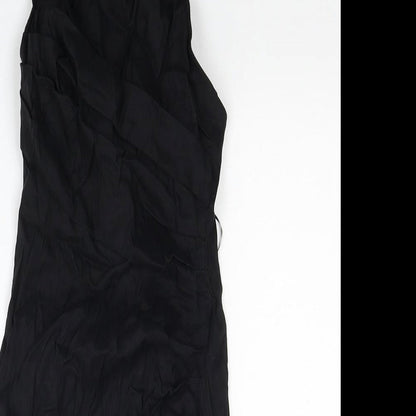 Zara Womens Black Linen A-Line Size XS Square Neck Pullover