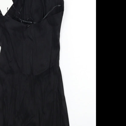 Zara Womens Black Linen A-Line Size XS Square Neck Pullover