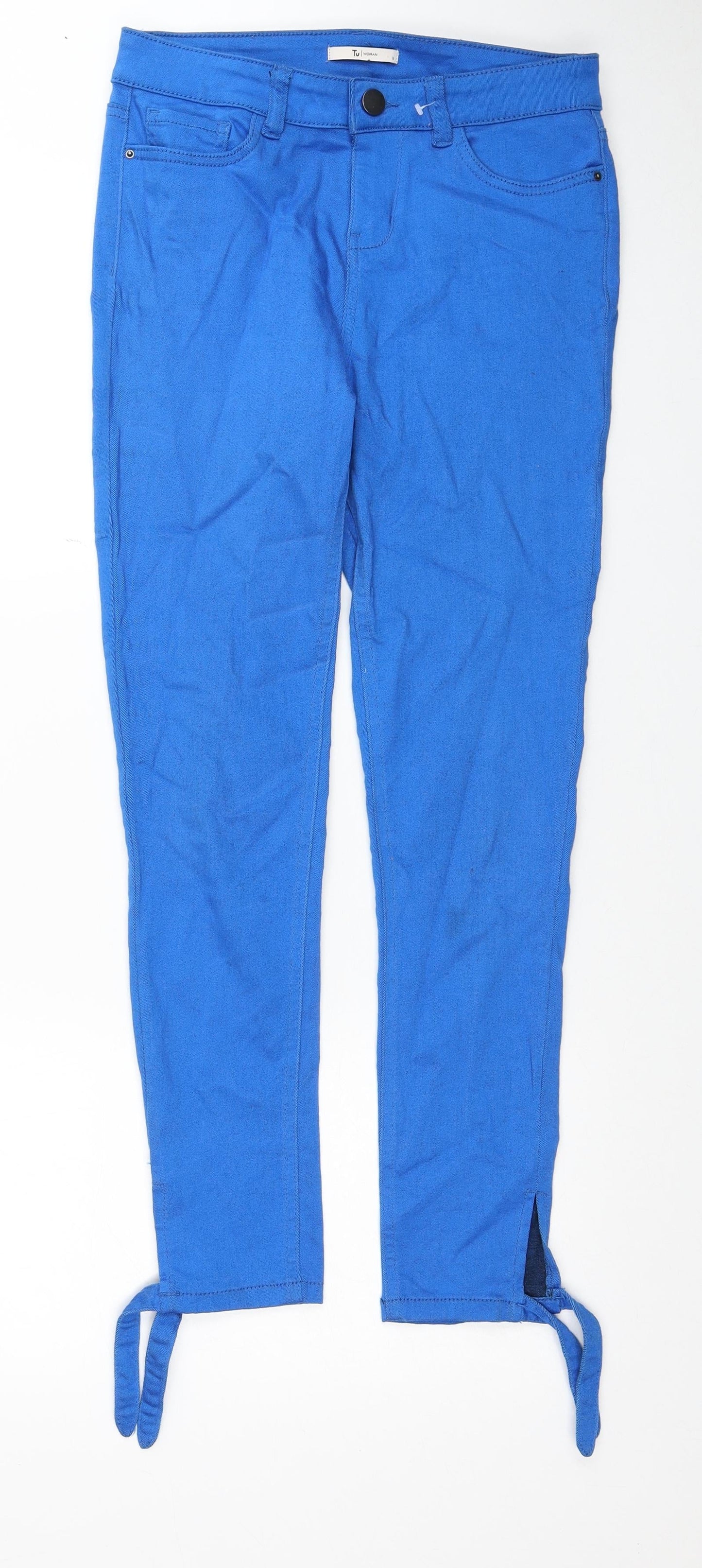 TU Womens Blue Cotton Skinny Jeans Size 8 Regular Zip