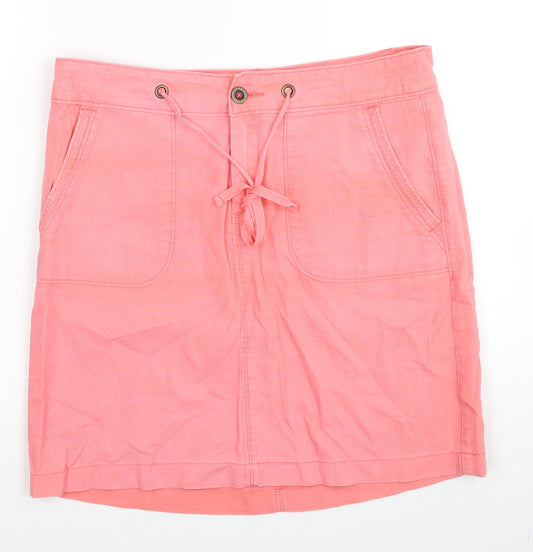 F&F Womens Pink Linen Straight & Pencil Skirt Size 8 Zip