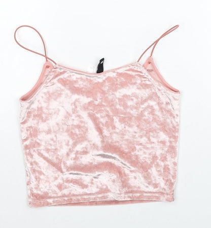Womens UK Size XS H&M Pink Cropped Tank