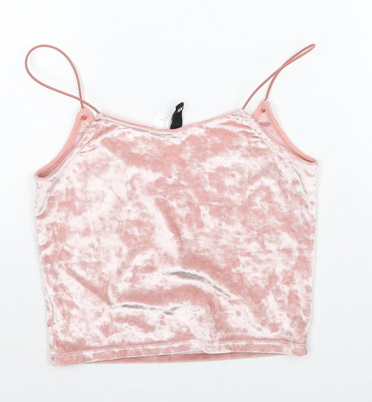 Womens UK Size XS H&M Pink Cropped Tank