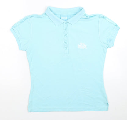 Lonsdale Womens Blue Cotton Basic T-Shirt Size 12 Collared