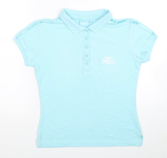 Lonsdale Womens Blue Cotton Basic T-Shirt Size 12 Collared