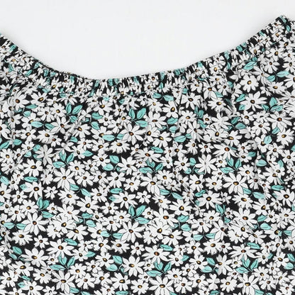 Papaya Womens White Floral Viscose Basic Blouse Size 10 Boat Neck