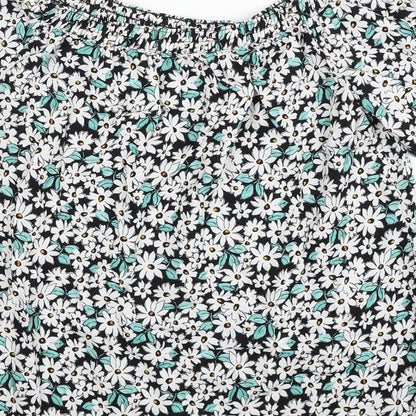 Papaya Womens White Floral Viscose Basic Blouse Size 10 Boat Neck