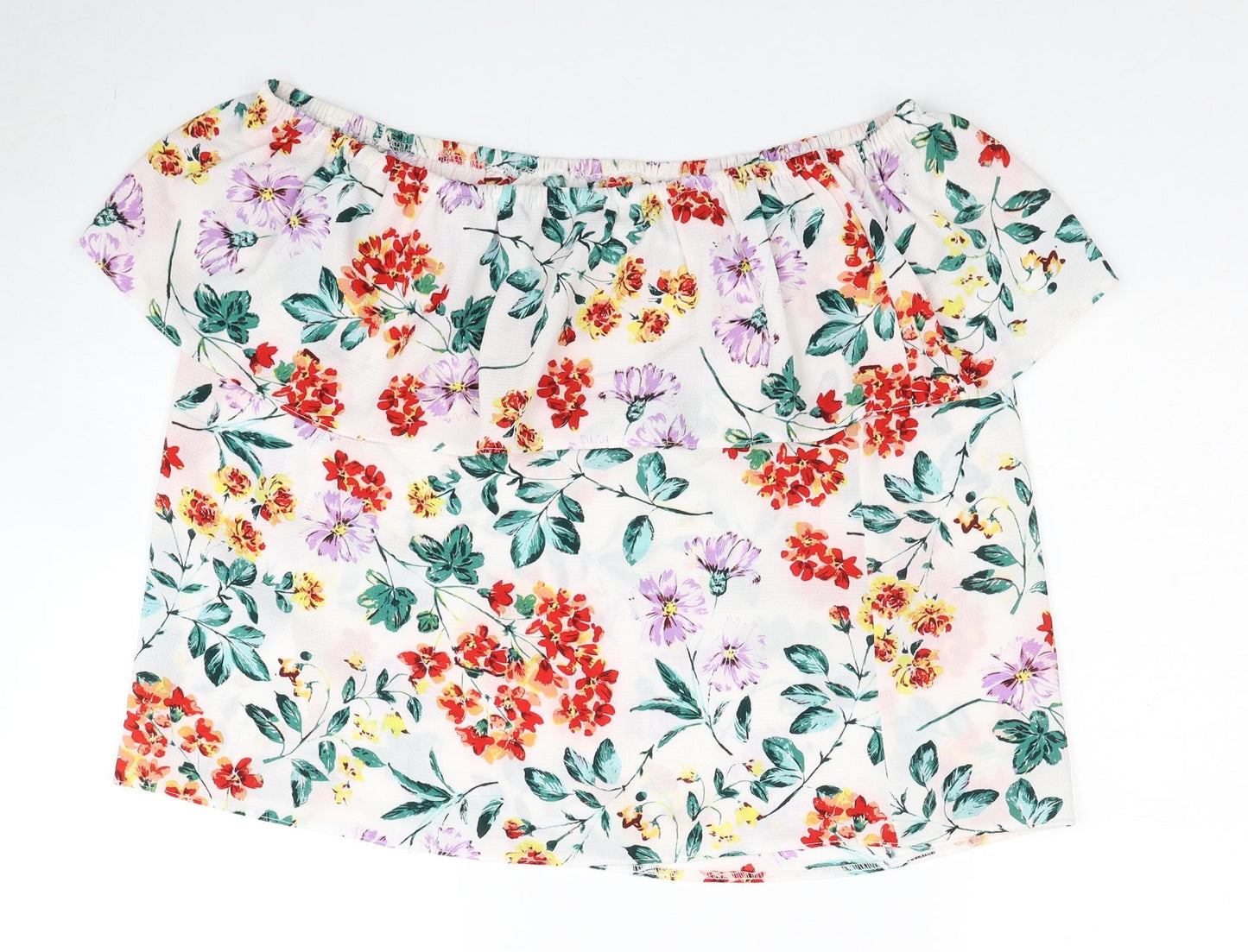 Dorothy Perkins Womens Multicoloured Floral Polyester Basic Blouse Size 10 Off the Shoulder