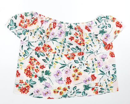 Dorothy Perkins Womens Multicoloured Floral Polyester Basic Blouse Size 10 Off the Shoulder